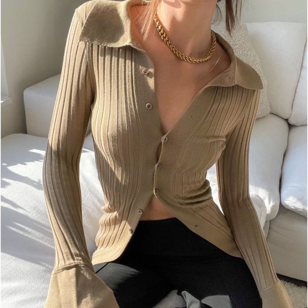 Rumours Button-down Beige Top